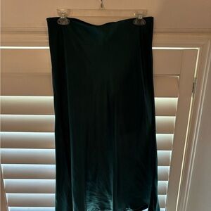 American Threads Green Asymmetrical Maxi Skirt